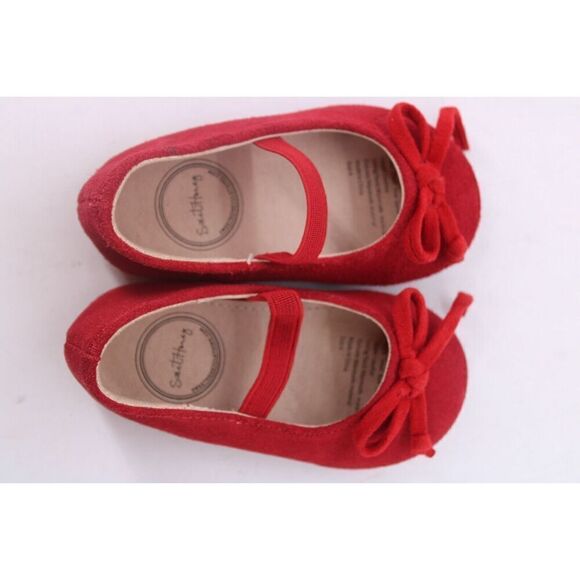 Sweet Honey Red Ballet Flats Suede Bow Toe Sz 4 Infant Shoes - Picture 9 of 10